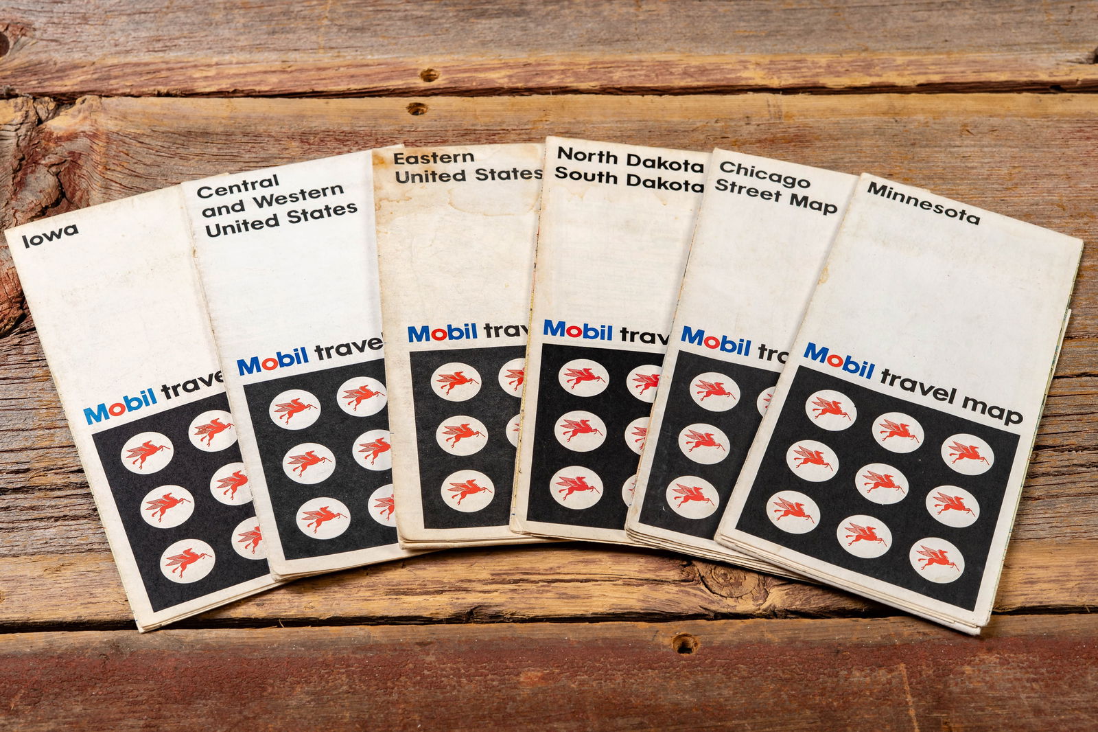 Lot of 6 Vintage Mobil Travel Road Map Set: **NOTE: Any shipping quotes provided on this screen are provided by Live Auctioneers. For an in-house shipping quote on this lot, please reach out to us at rockauctiongallery@gmail.com.** C-19534