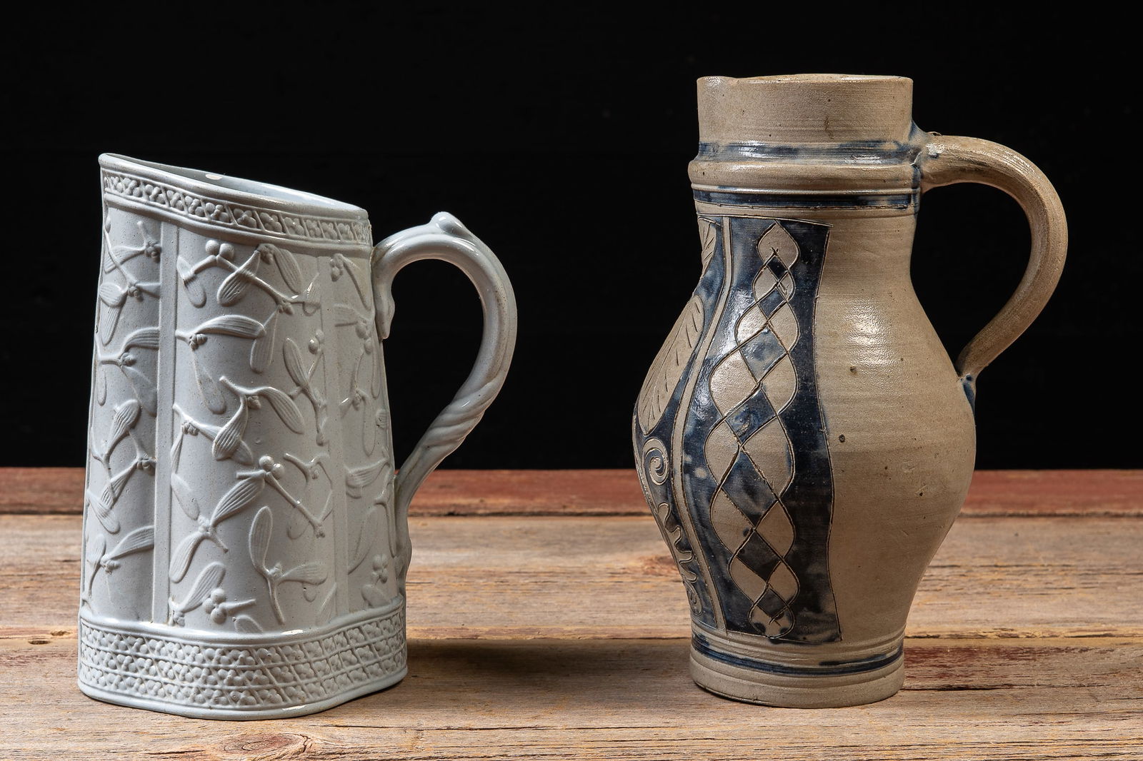 Pair of Vintage Ceramic Pitchers: **NOTE: Any shipping quotes provided on this screen are provided by Live Auctioneers. For an in-house shipping quote on this lot, please reach out to us at rockauctiongallery@gmail.com.** C-19552