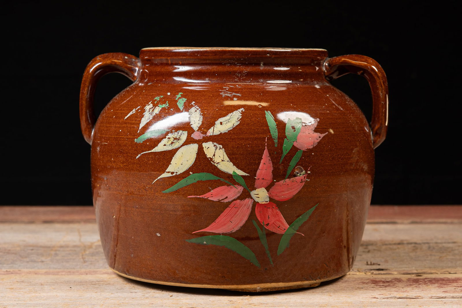 Hand-Painted Floral Stoneware Cookie Jar (1 of 7)