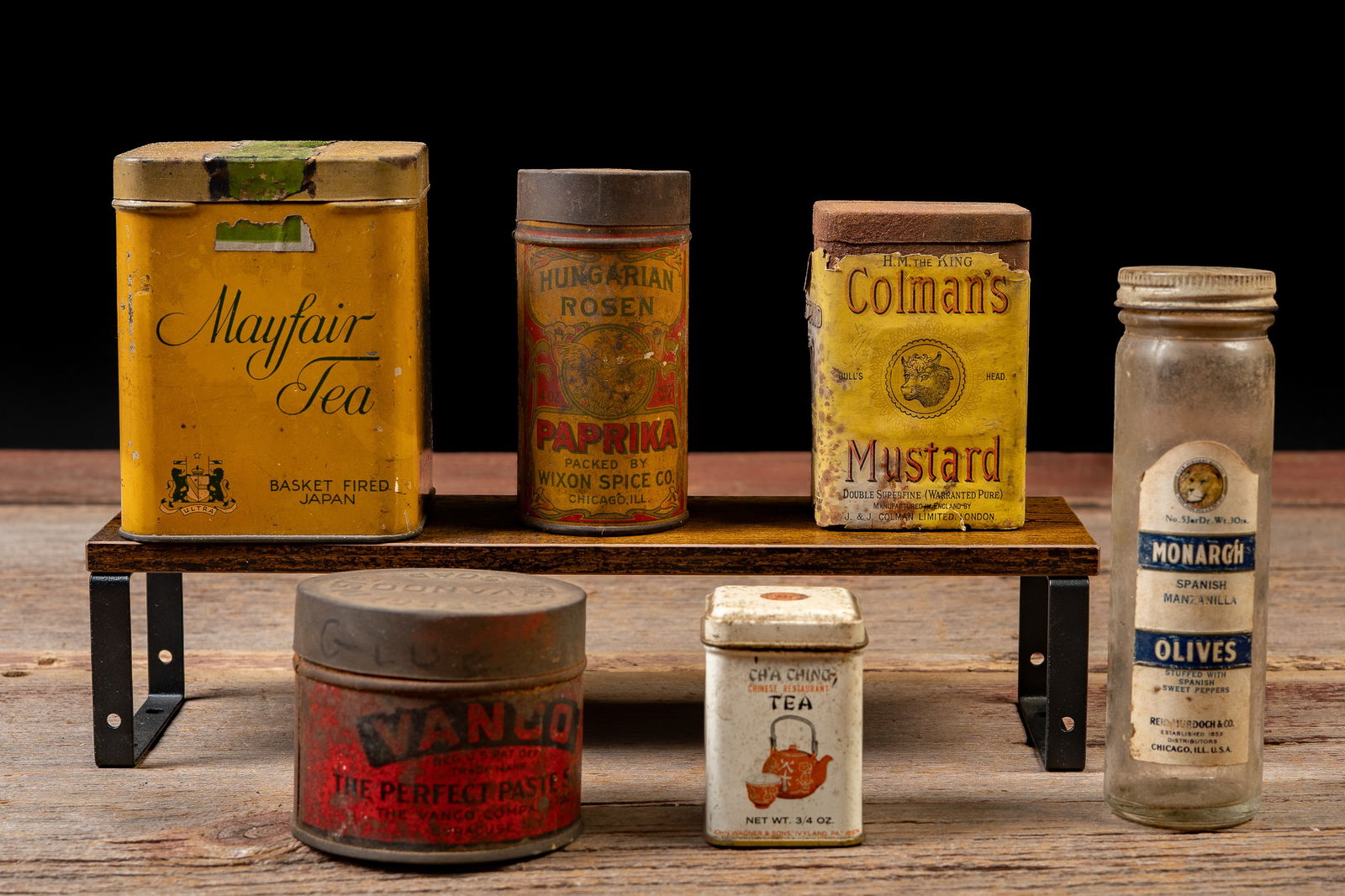 Lot of Vintage Food and Spice Advertising Containers: **NOTE: Any shipping quotes provided on this screen are provided by Live Auctioneers. For an in-house shipping quote on this lot, please reach out to us at rockauctiongallery@gmail.com.** 