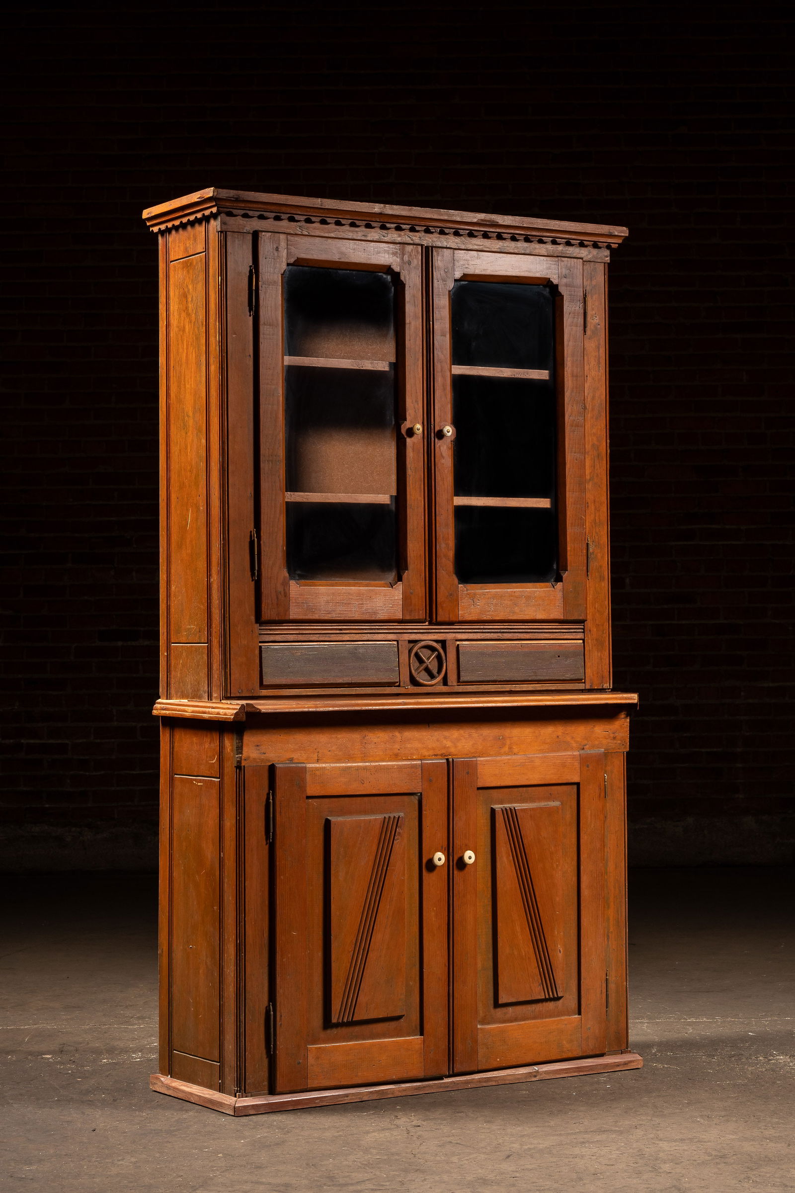 Antique Art Deco Stepback Wooden Hutch (1 of 14)