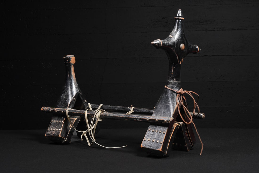 Handcrafted Wooden Camel Saddle: **NOTE: Any shipping quotes provided on this screen are provided by Live Auctioneers. For an in-house shipping quote on this lot, please reach out to us at rockauctiongallery@gmail.com.** C-17622