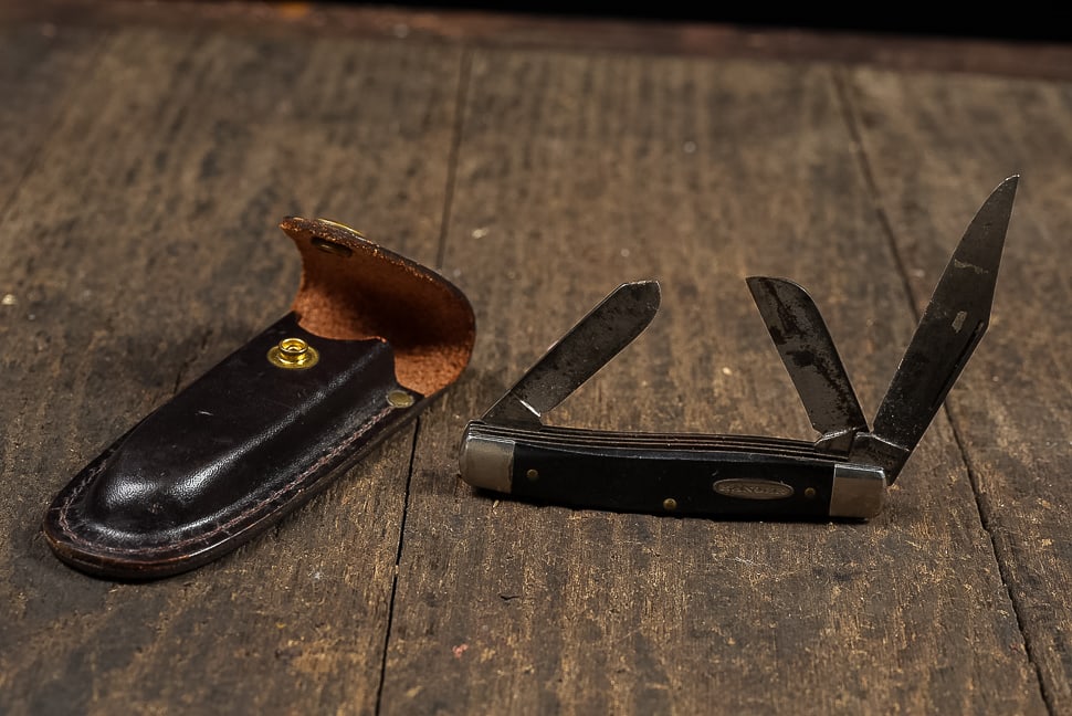 Vntg Ranger Pocket Knife with Holster by Stockman: **NOTE: Any shipping quotes provided on this screen are provided by Live Auctioneers. For an in-house shipping quote on this lot, please reach out to us at rockauctiongallery@gmail.com.** C-14232