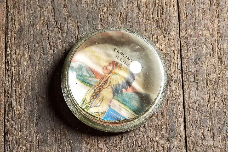 Antique Carlinville IL Souvenir Paperweight: **NOTE: Any shipping quotes provided on this screen are provided by Live Auctioneers. For an in-house shipping quote on this lot, please reach out to us at rockauctiongallery@gmail.com.** C-14167 c. 1