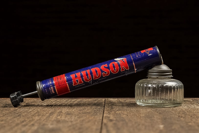 Vintage Hudson Sprayer with Glass Jar: **NOTE: Any shipping quotes provided on this screen are provided by Live Auctioneers. For an in-house shipping quote on this lot, please reach out to us at rockauctiongallery@gmail.com.** C-14052 This