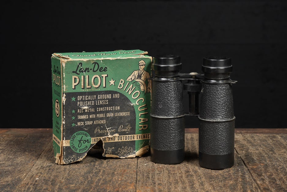 Vintage Lan-Dee- Pilot- Binoculars, Original Box: **NOTE: Any shipping quotes provided on this screen are provided by Live Auctioneers. For an in-house shipping quote on this lot, please reach out to us at rockauctiongallery@gmail.com.** 