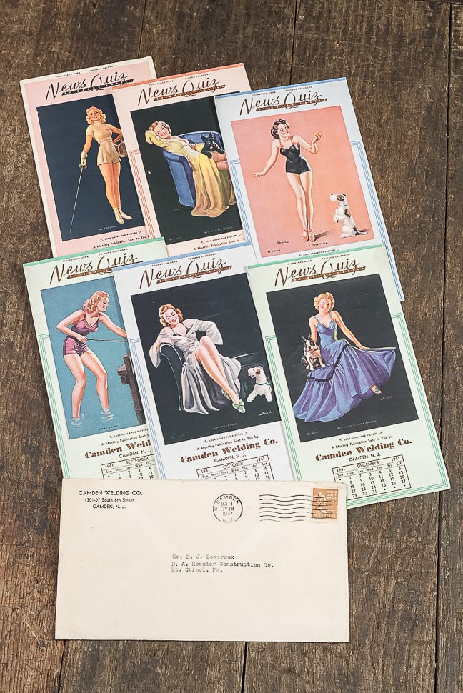 6 News Quiz Calendars Camden Welding Pin-Up Art: **NOTE: Any shipping quotes provided on this screen are provided by Live Auctioneers. For an in-house shipping quote on this lot, please reach out to us at rockauctiongallery@gmail.com.** C-14233 Lot 