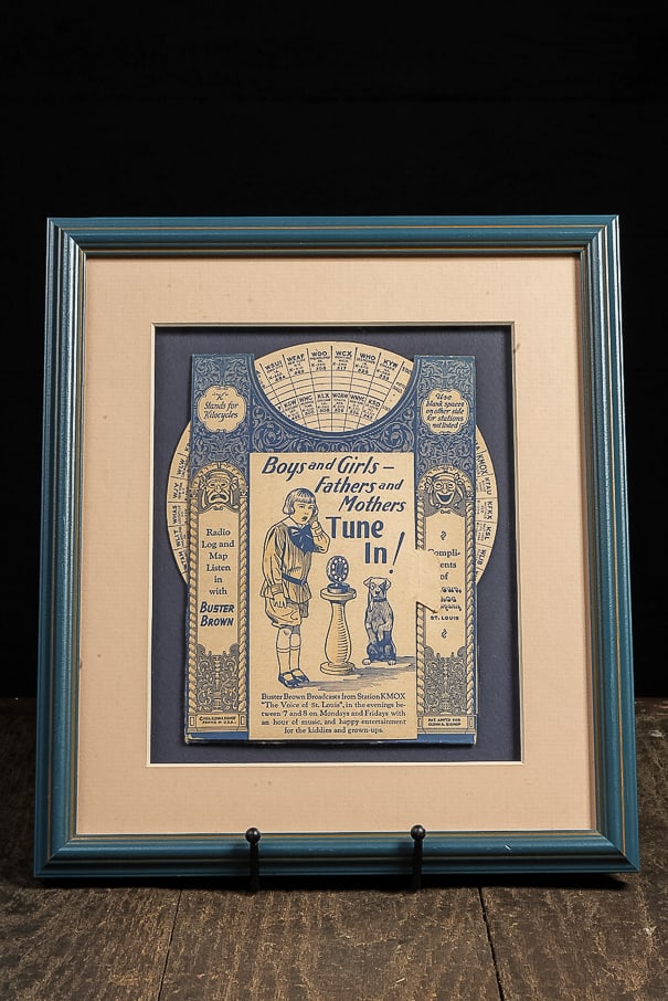 Buster Brown Radio Log Advertising Wheel: **NOTE: Any shipping quotes provided on this screen are provided by Live Auctioneers. For an in-house shipping quote on this lot, please reach out to us at rockauctiongallery@gmail.com.** C-14409