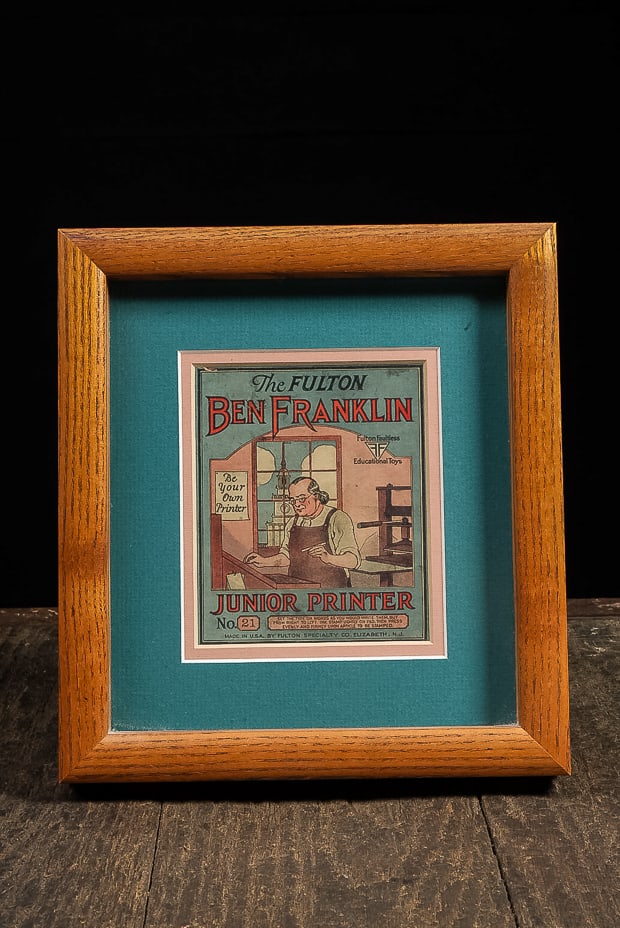 Fulton Ben Franklin Junior Printer Advert Card: **NOTE: Any shipping quotes provided on this screen are provided by Live Auctioneers. For an in-house shipping quote on this lot, please reach out to us at rockauctiongallery@gmail.com.** C-14436 This