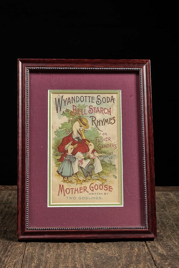 Wyandotte Soda and Bell Starch Rhymes Advert Card: **NOTE: Any shipping quotes provided on this screen are provided by Live Auctioneers. For an in-house shipping quote on this lot, please reach out to us at rockauctiongallery@gmail.com.** C-14434 This