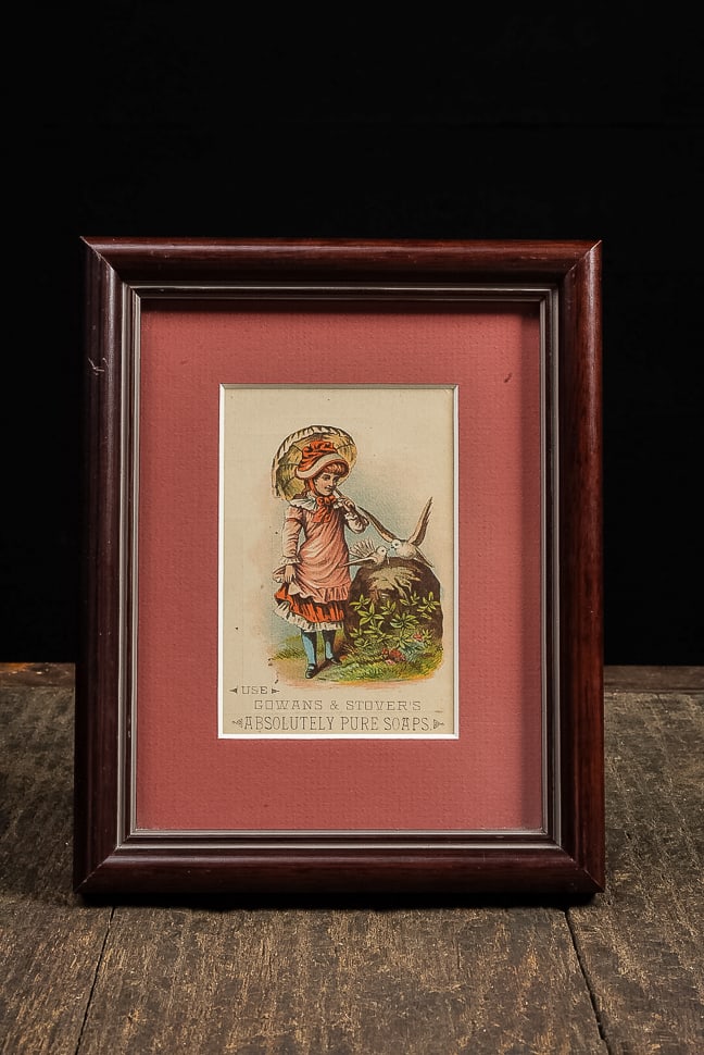 Cowans and Stover’s Absolutely Pure Soaps Card: **NOTE: Any shipping quotes provided on this screen are provided by Live Auctioneers. For an in-house shipping quote on this lot, please reach out to us at rockauctiongallery@gmail.com.** C-14424 This