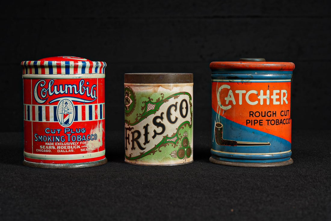 Lot of 3 Early 20th C. Lithographic Tobacco Tins (1 of 10)