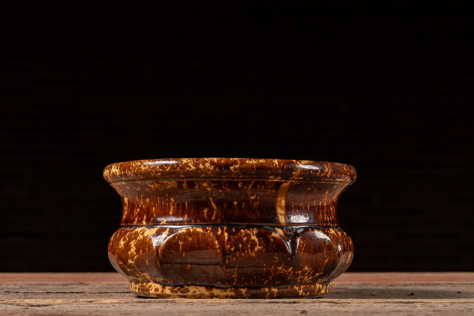 Antique Rockingham-Glazed Ceramic Spittoon (1 of 4)