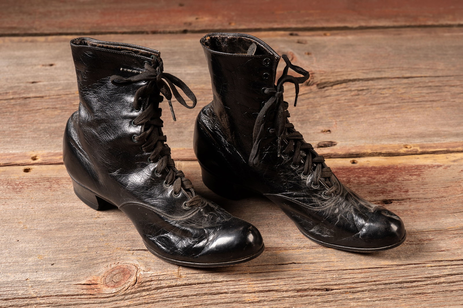 Early 20th Cent. Black Leather Lace-Up Ankle Boots (1 of 7)