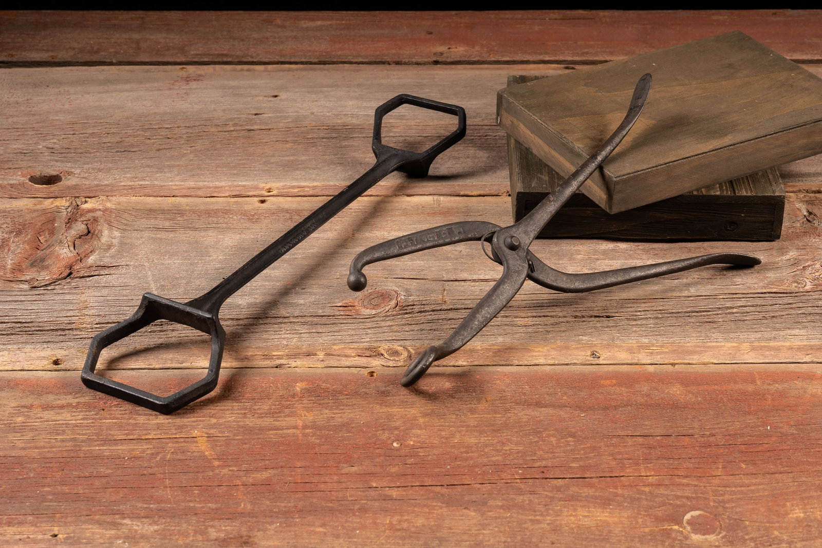 Pair of Early 20th Century Cast Iron Trade Tools: **NOTE: Any shipping quotes provided on this screen or on your Live Auctioneers invoice are provided by Live Auctioneers. In-house shipping is available on all lots. For in-house shipping quotes, plea