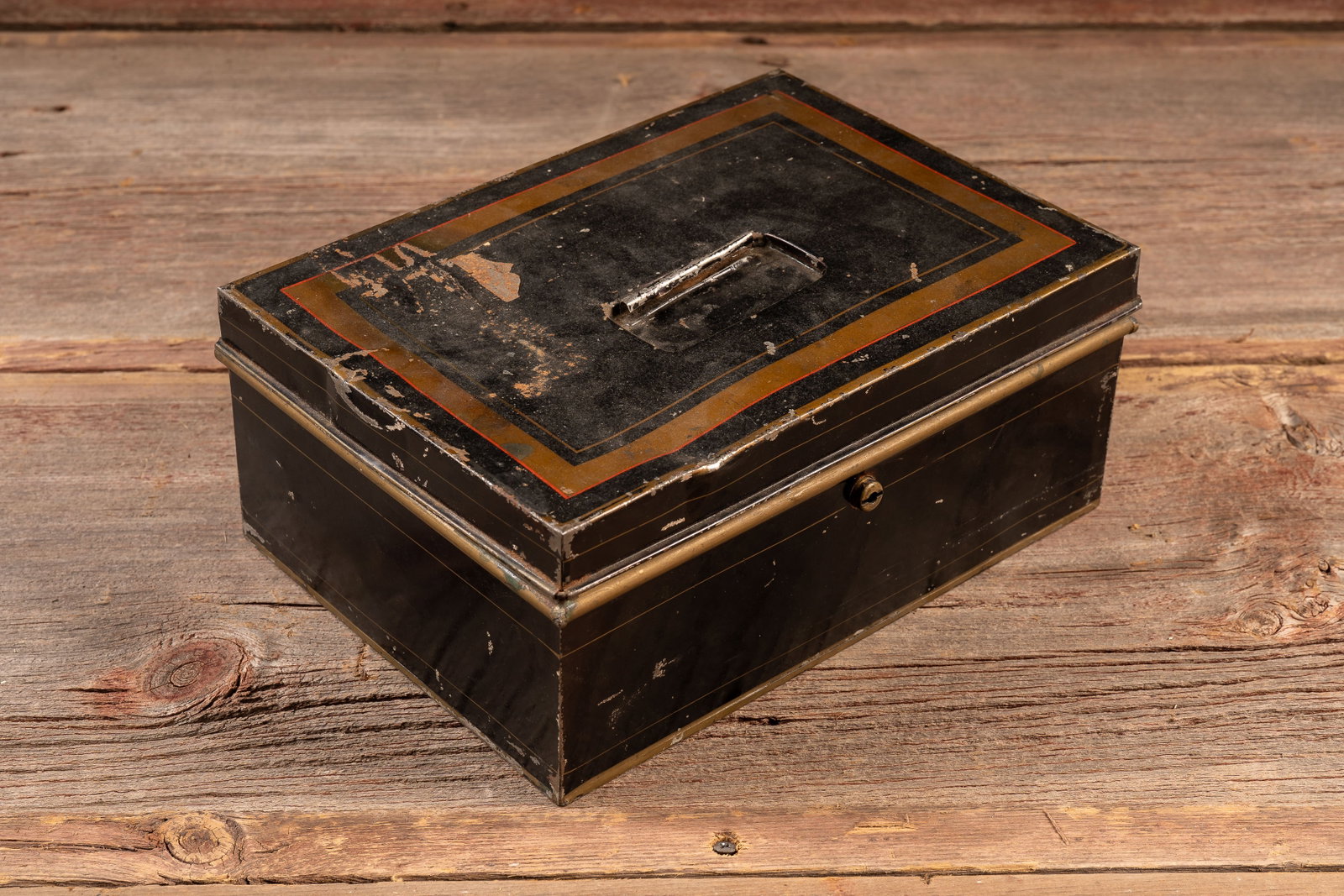 Early 20th Century Home Metal Savings or Deed Box: **NOTE: Any shipping quotes provided on this screen or on your Live Auctioneers invoice are provided by Live Auctioneers. In-house shipping is available on all lots. For in-house shipping quotes, plea