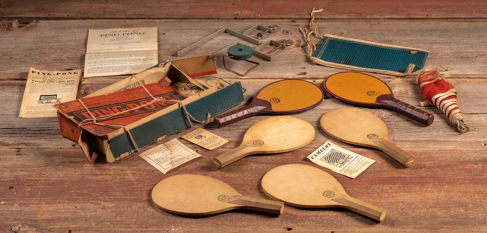 Early Ping-Pong Table Tennis Set - Parker Brothers: **NOTE: Any shipping quotes provided on this screen or on your Live Auctioneers invoice are provided by Live Auctioneers. In-house shipping is available on all lots. For in-house shipping quotes, plea