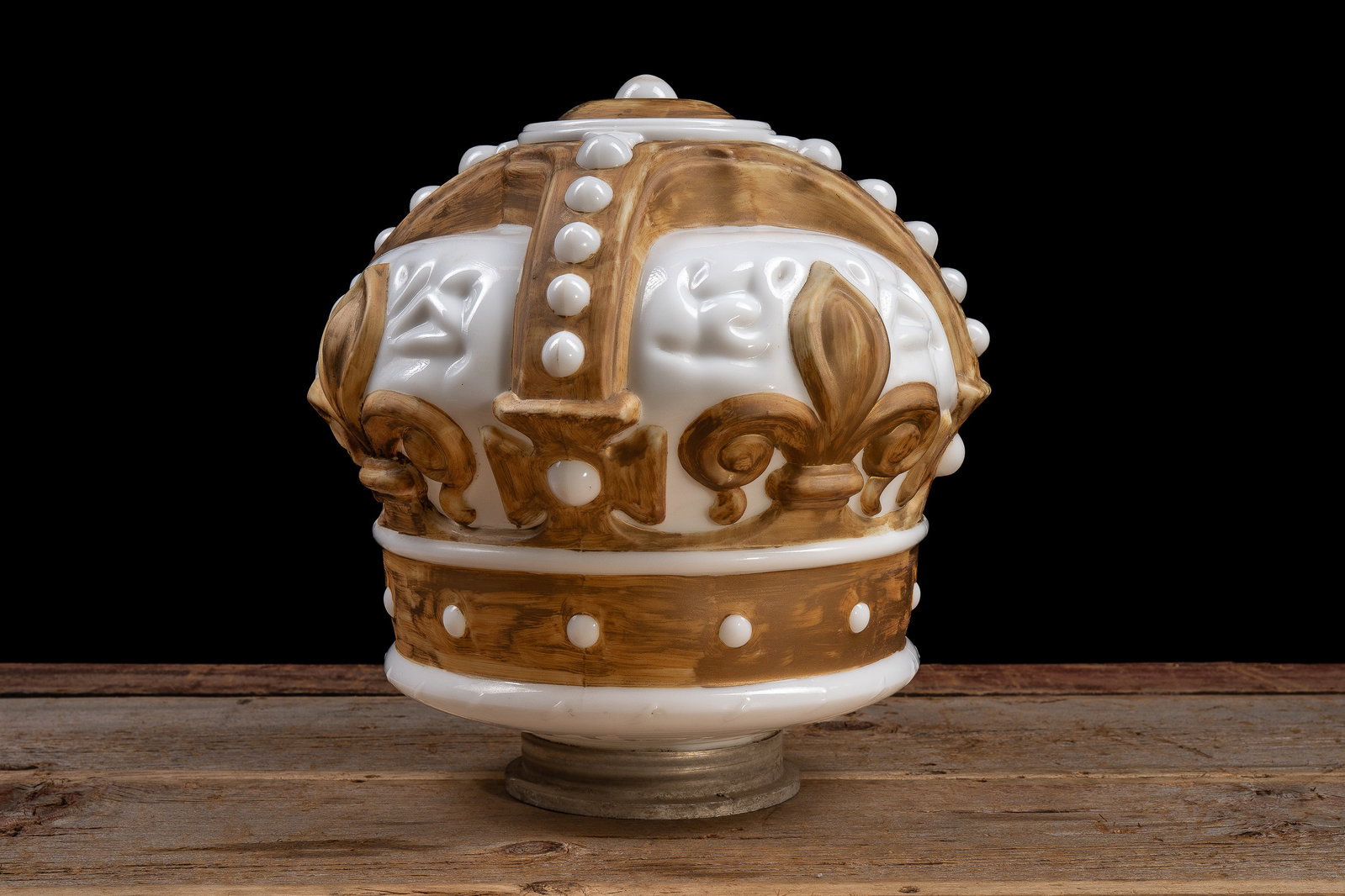 Standard Oil Gold Crown Milk Glass Gas Pump Globe - 2
