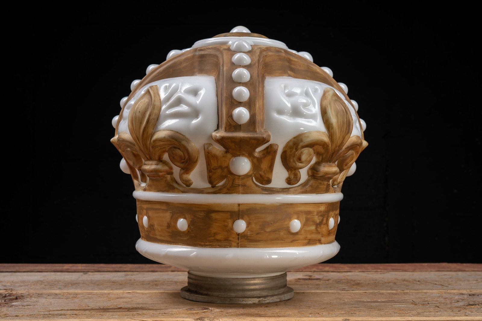 Standard Oil Gold Crown Milk Glass Gas Pump Globe - 3