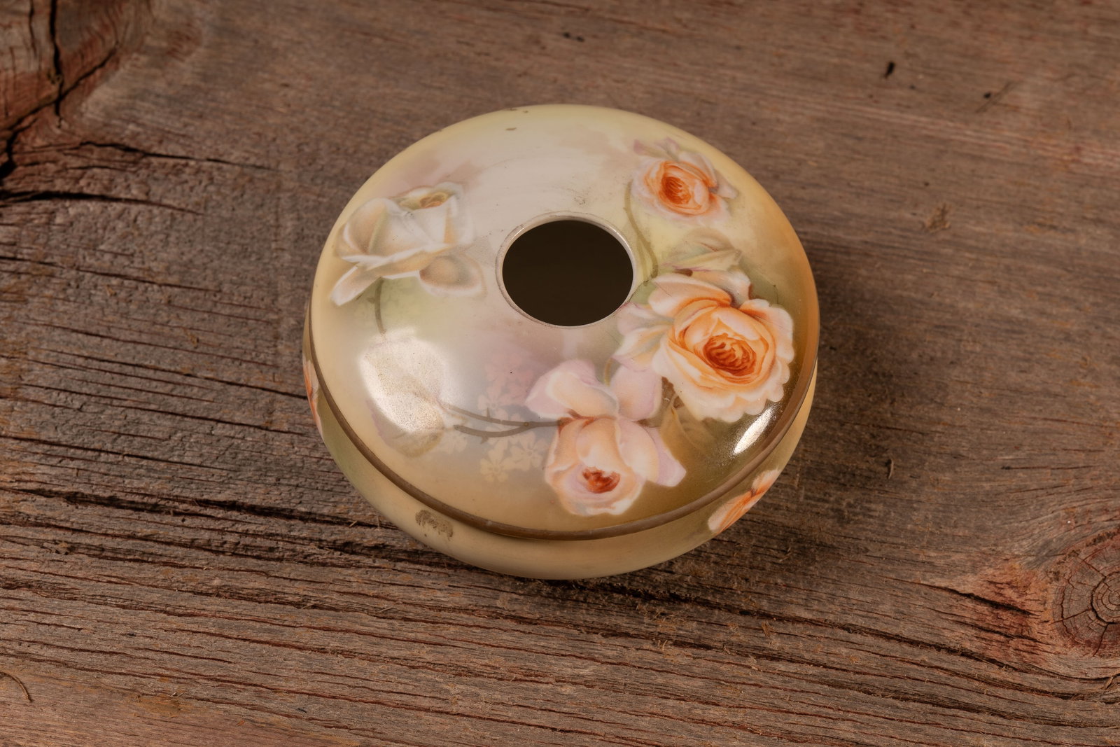 Late 19th C. Hand-Painted Porcelain Hair Receiver: **NOTE: Any shipping quotes provided on this screen or on your Live Auctioneers invoice are provided by Live Auctioneers. In-house shipping is available on all lots. For in-house shipping quotes, plea