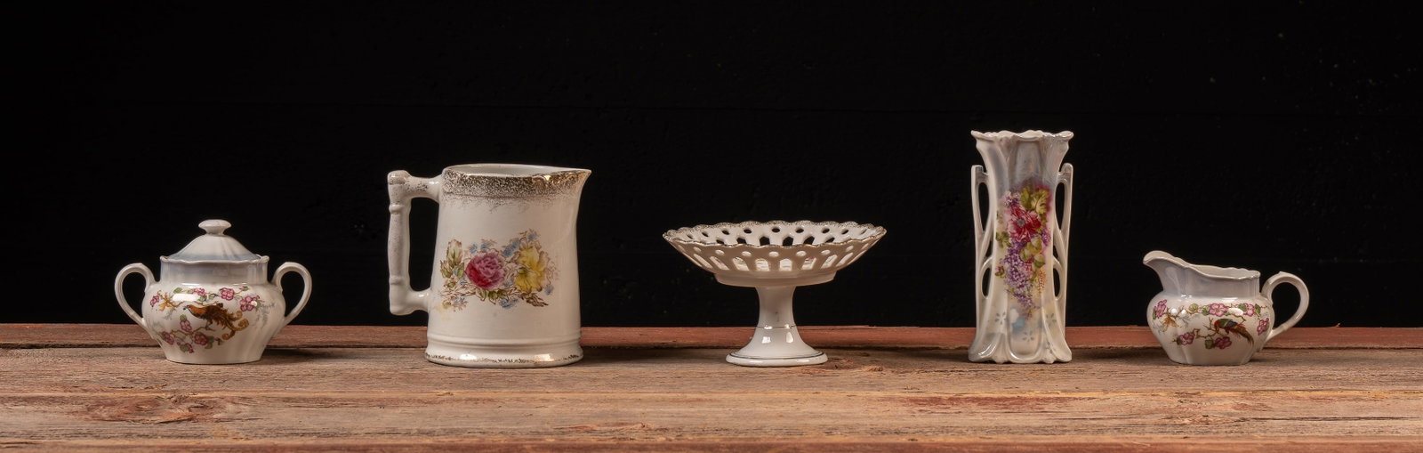 Lot of 5 Hand-Painted Porcelain Tableware Pieces: **NOTE: Any shipping quotes provided on this screen or on your Live Auctioneers invoice are provided by Live Auctioneers. In-house shipping is available on all lots. For in-house shipping quotes, plea