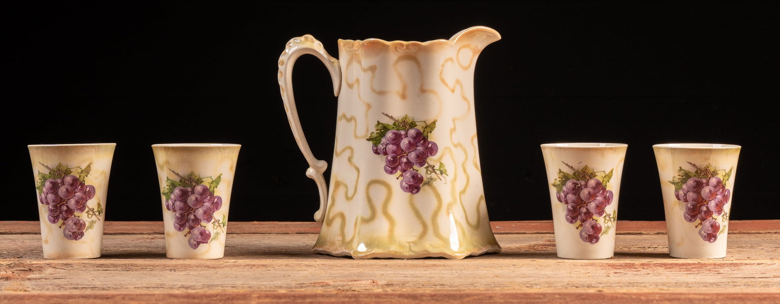 Early 20th Century Grape Motif Lemonade Set: **NOTE: Any shipping quotes provided on this screen or on your Live Auctioneers invoice are provided by Live Auctioneers. In-house shipping is available on all lots. For in-house shipping quotes, plea