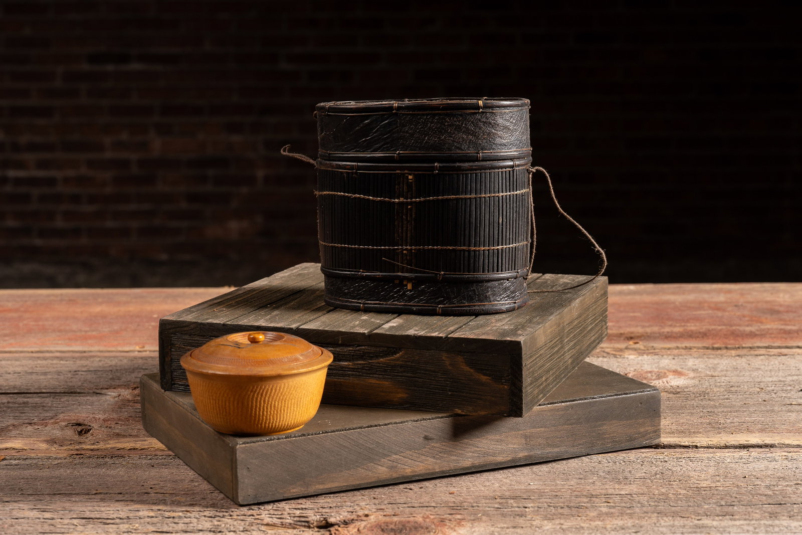 Two East Asian Vernacular Vessels- Bowl and Basket: **NOTE: Any shipping quotes provided on this screen or on your Live Auctioneers invoice are provided by Live Auctioneers. In-house shipping is available on all lots. For in-house shipping quotes, plea