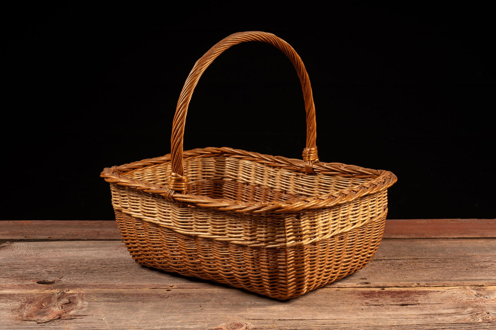 Rectangular Hand-Woven Wicker Market Basket (1 of 5)