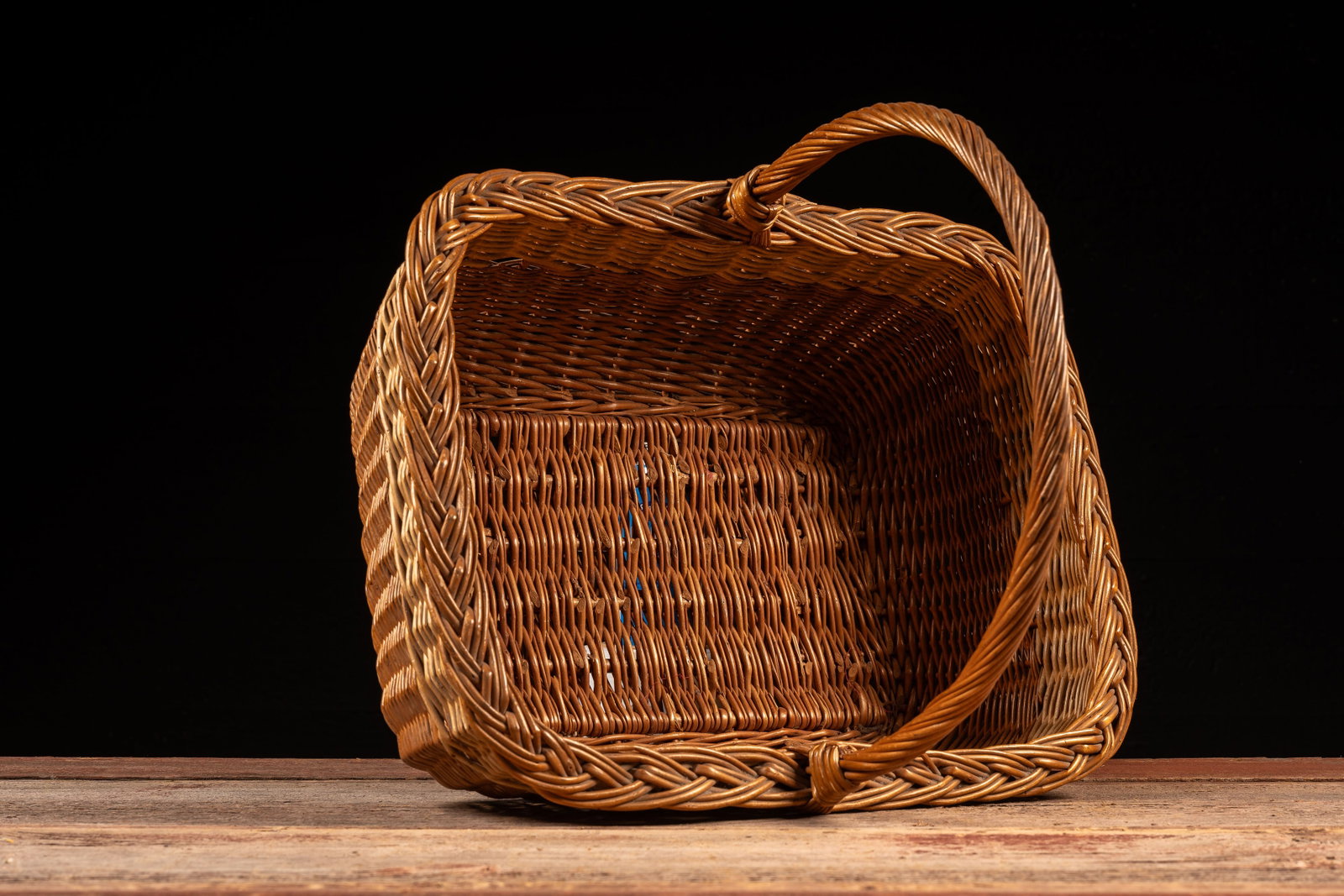 Rectangular Hand-Woven Wicker Market Basket - 4
