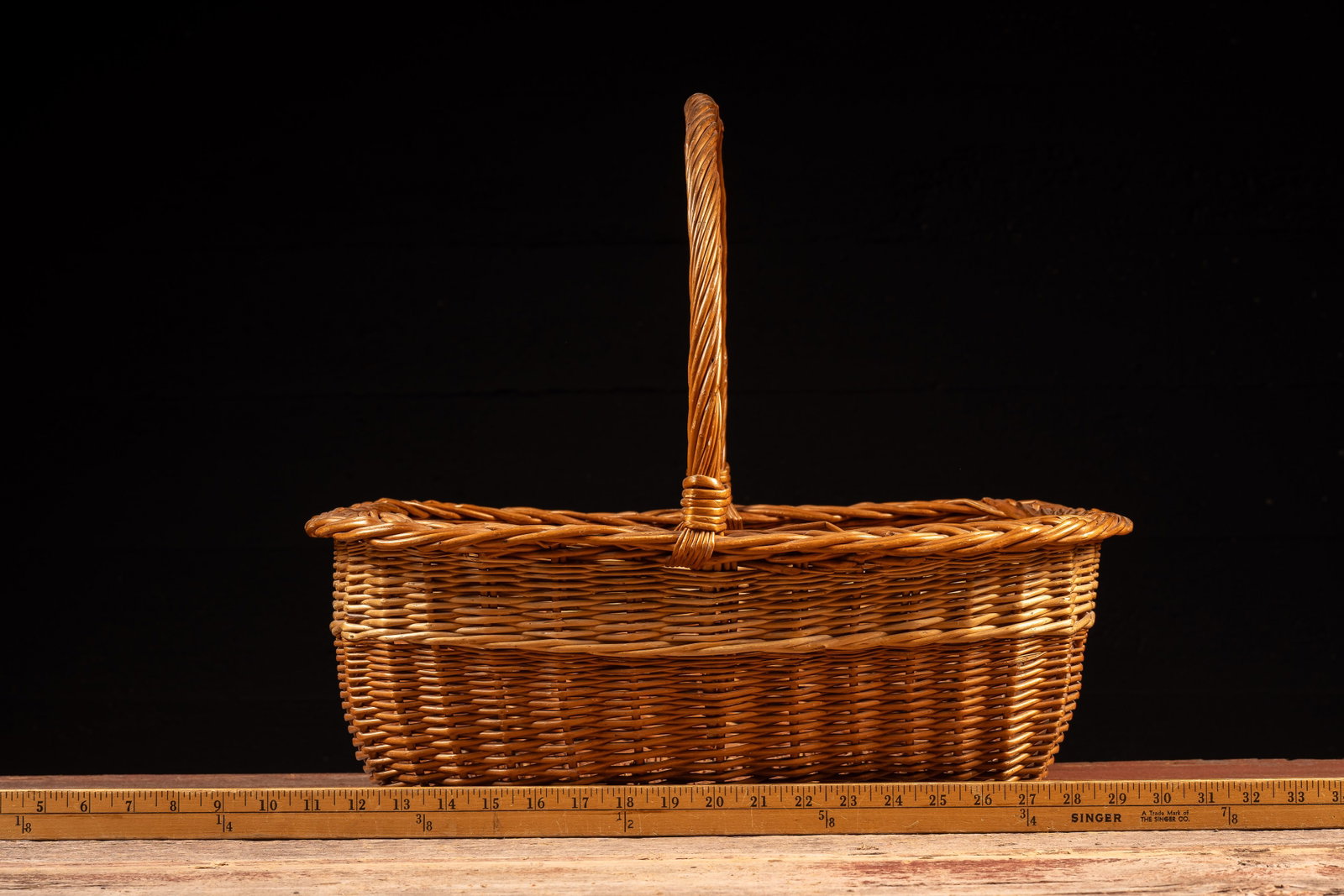 Rectangular Hand-Woven Wicker Market Basket - 5