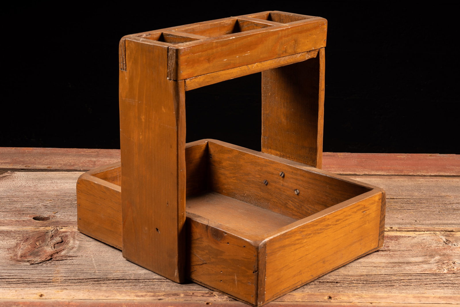 Primitive Shop-Made Wooden Tool Caddy (1 of 6)
