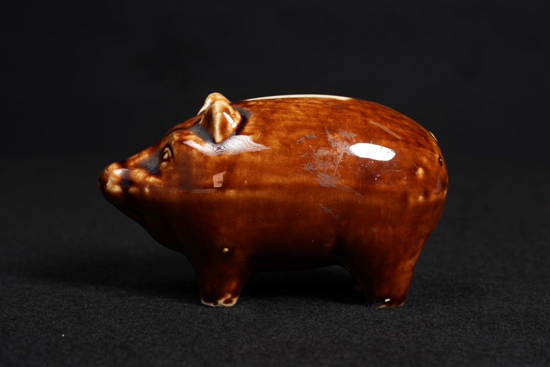 Czech Brown Glazed Pig-Shaped -Still Bank-: **NOTE: Any shipping quotes provided on this screen or on your Live Auctioneers invoice are provided by Live Auctioneers. In-house shipping is available on all lots. For in-house shipping quotes, plea