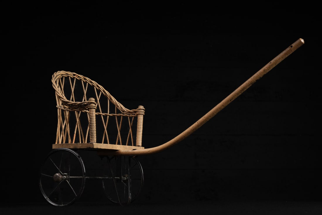 Wicker and Iron Miniature Victorian Stroller: **NOTE: Any shipping quotes provided on this screen or on your Live Auctioneers invoice are provided by Live Auctioneers. In-house shipping is available on all lots. For in-house shipping quotes, plea
