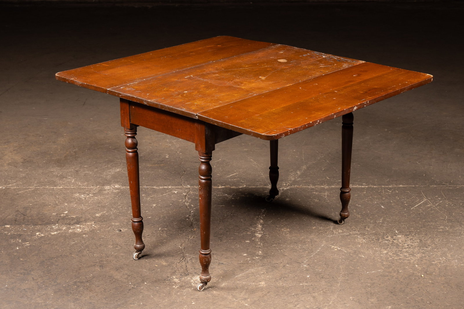 Antique Drop Leaf Dining Table with Casters - 2