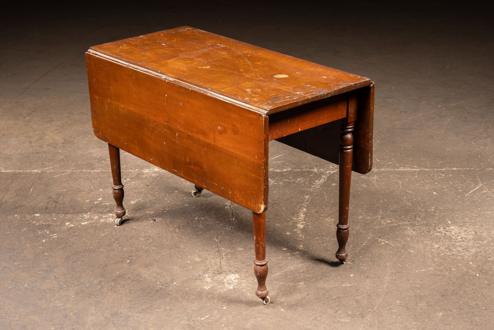 Antique Drop Leaf Dining Table with Casters - 4