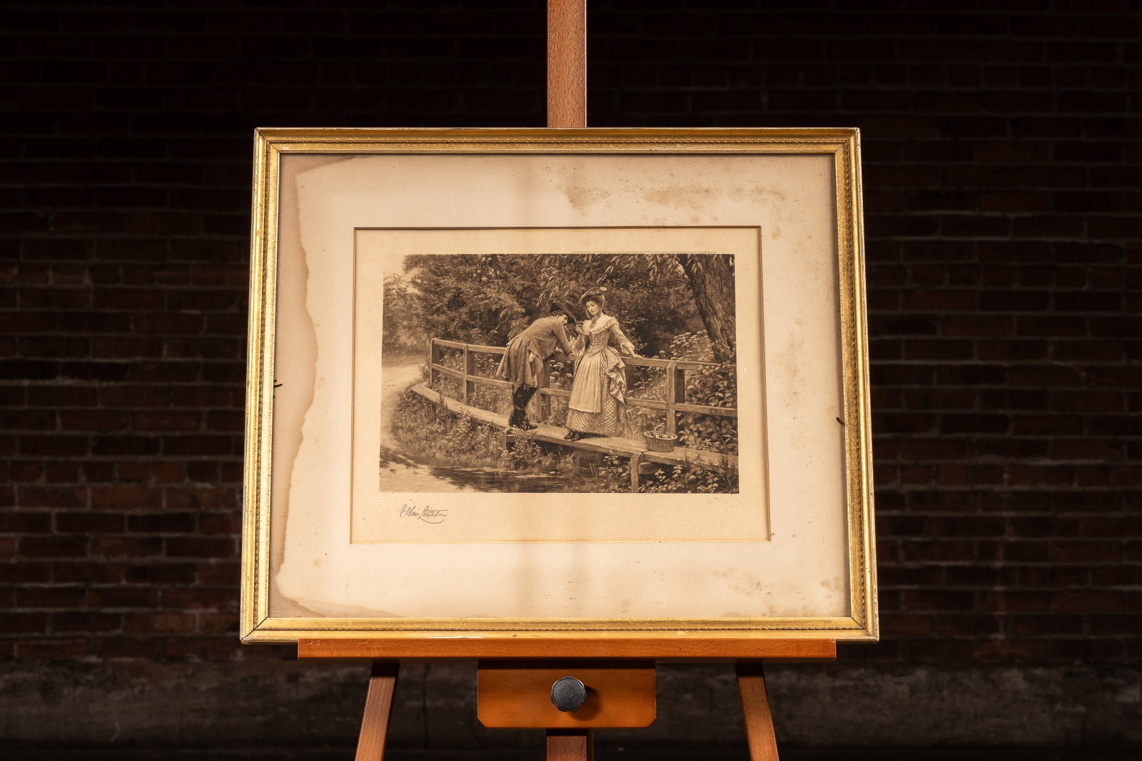 E. Max Leighton Courting Bridge Scene Print (1 of 8)