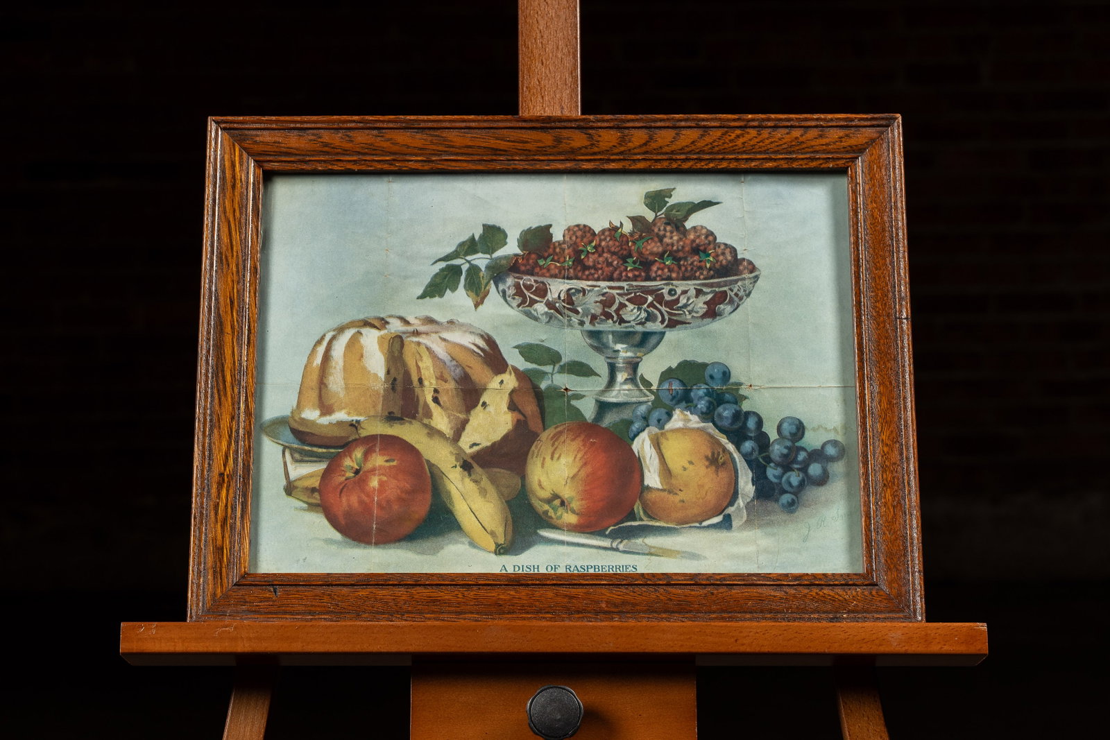 Wood Framed -A Dish Of Raspberries- Print: **NOTE: Any shipping quotes provided on this screen or on your Live Auctioneers invoice are provided by Live Auctioneers. In-house shipping is available on all lots. For in-house shipping quotes, plea