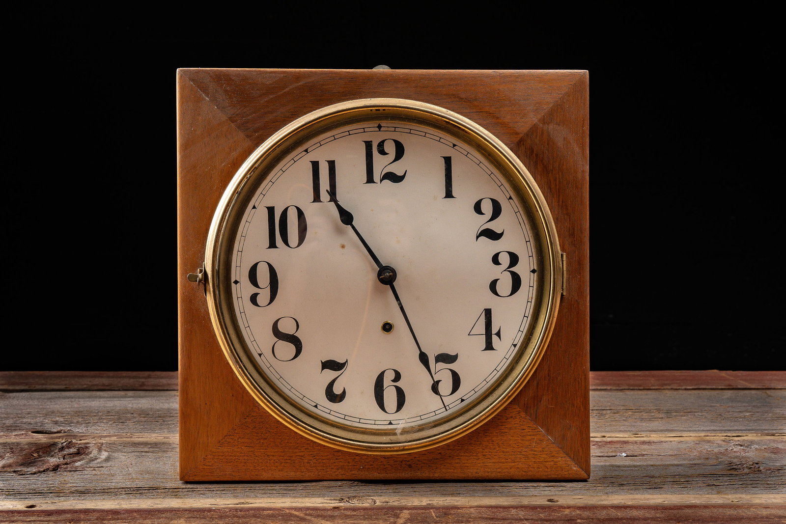 c. 1930's - 1940's Square Wooden Wall Clock (1 of 6)