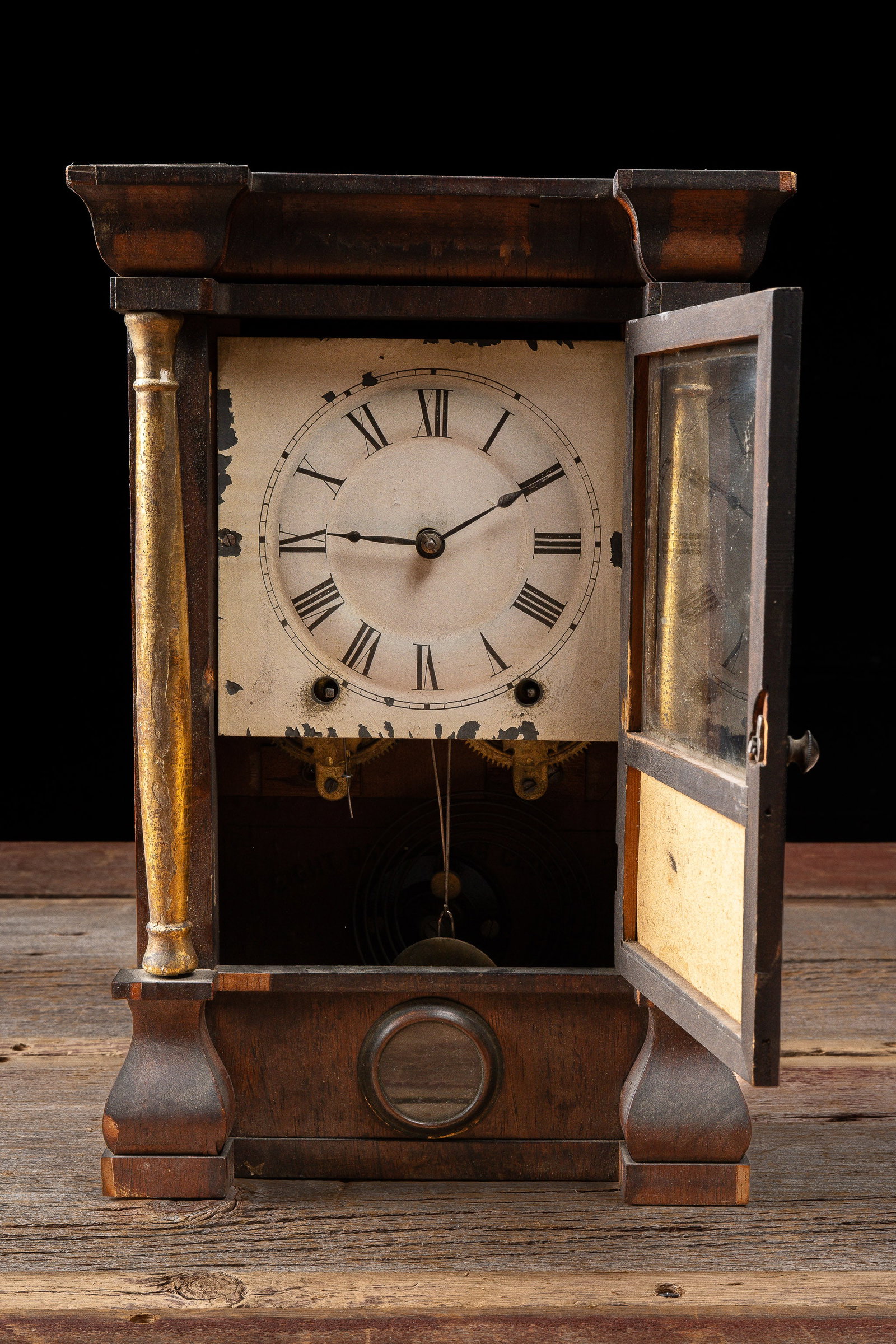 Antique Column Mirror Shelf Clock - 3
