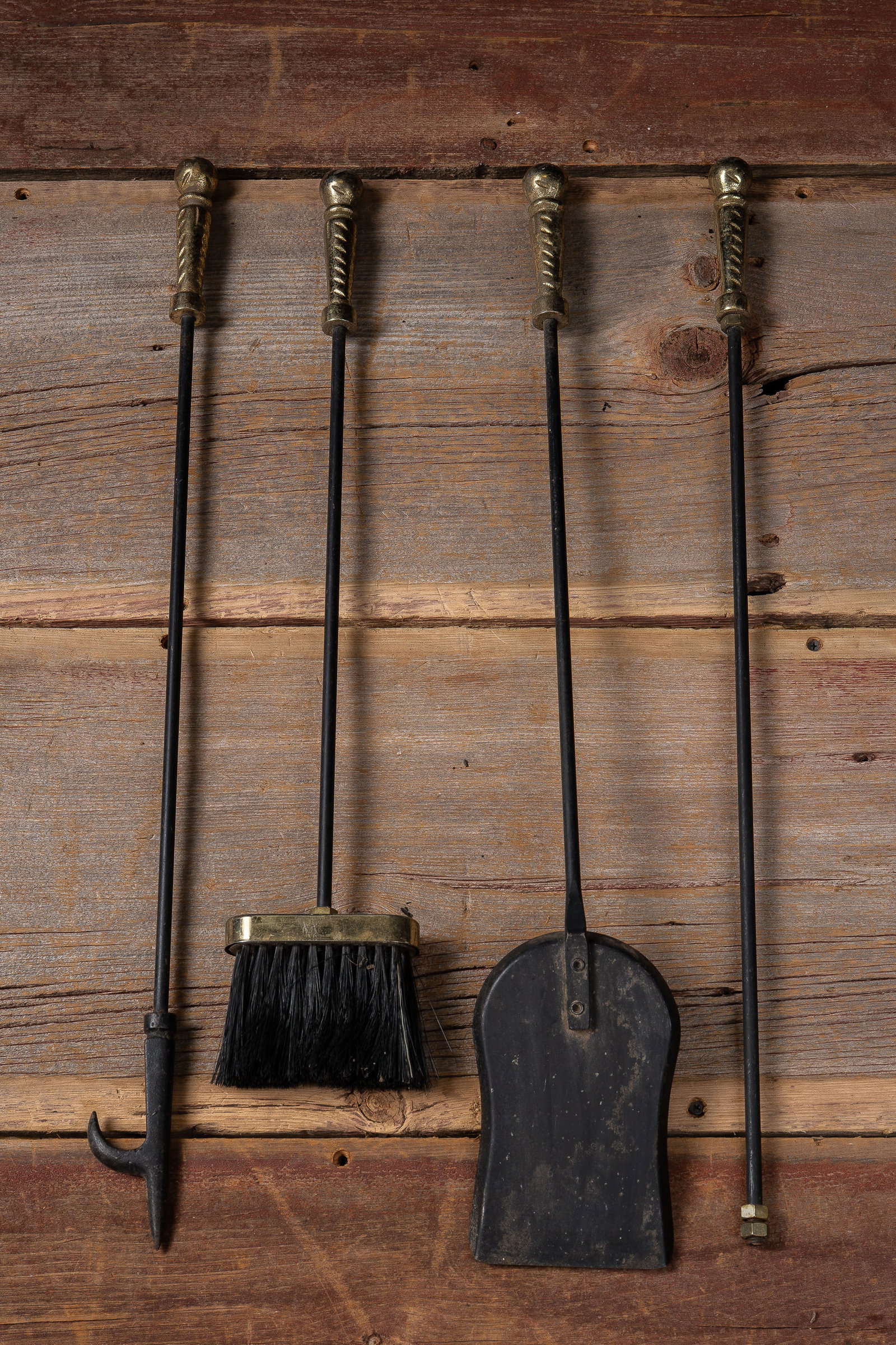 Antique Brass Fireplace Tool Set without Base - 2