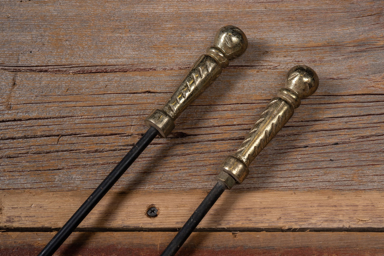Antique Brass Fireplace Tool Set without Base - 4