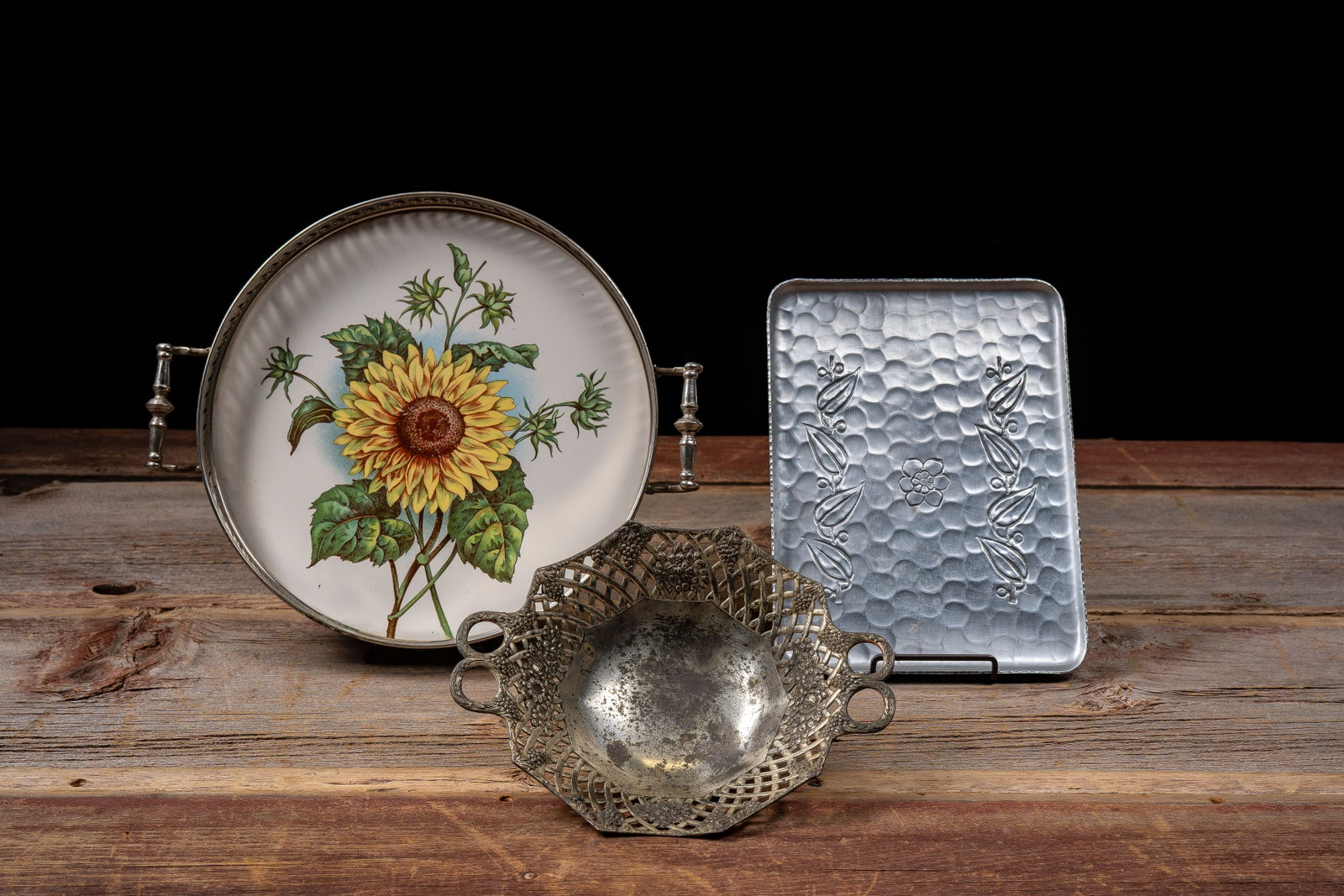 Lot of 3 Decorative mid-20th Cent. Serving Trays (1 of 10)