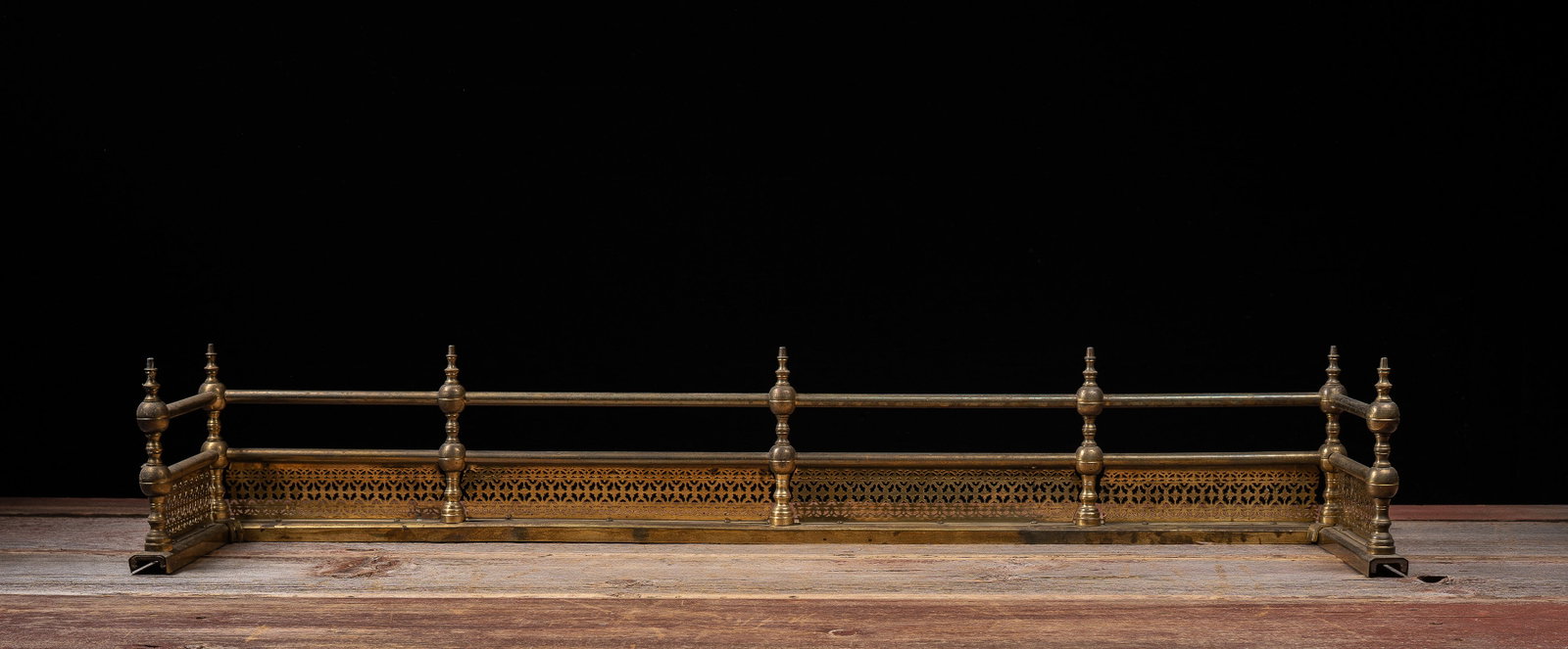 Brass Fireplace Fender Guard Rail, Turn of Century: **NOTE: Any shipping quotes provided on this screen or on your Live Auctioneers invoice are provided by Live Auctioneers. In-house shipping is available on all lots. For in-house shipping quotes, plea