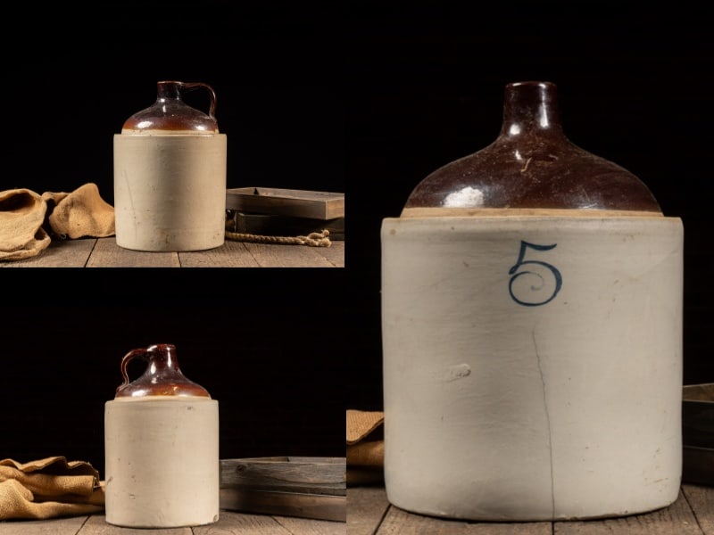 Lot Of Three Salt-Glazed, Stoneware Jugs. c. 1900s: **NOTE: Any shipping quotes provided on this screen or on your Live Auctioneers invoice are provided by Live Auctioneers. In-house shipping is available on all lots. For in-house shipping quotes,