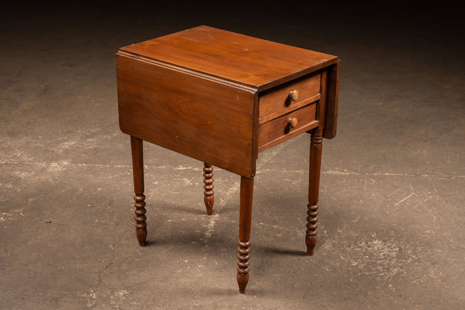 Folding Leaf Table With 2 Drawers, c 1890's -1910s: **NOTE: Any shipping quotes provided on this screen or on your Live Auctioneers invoice are provided by Live Auctioneers. In-house shipping is available on all lots. For in-house shipping quotes,