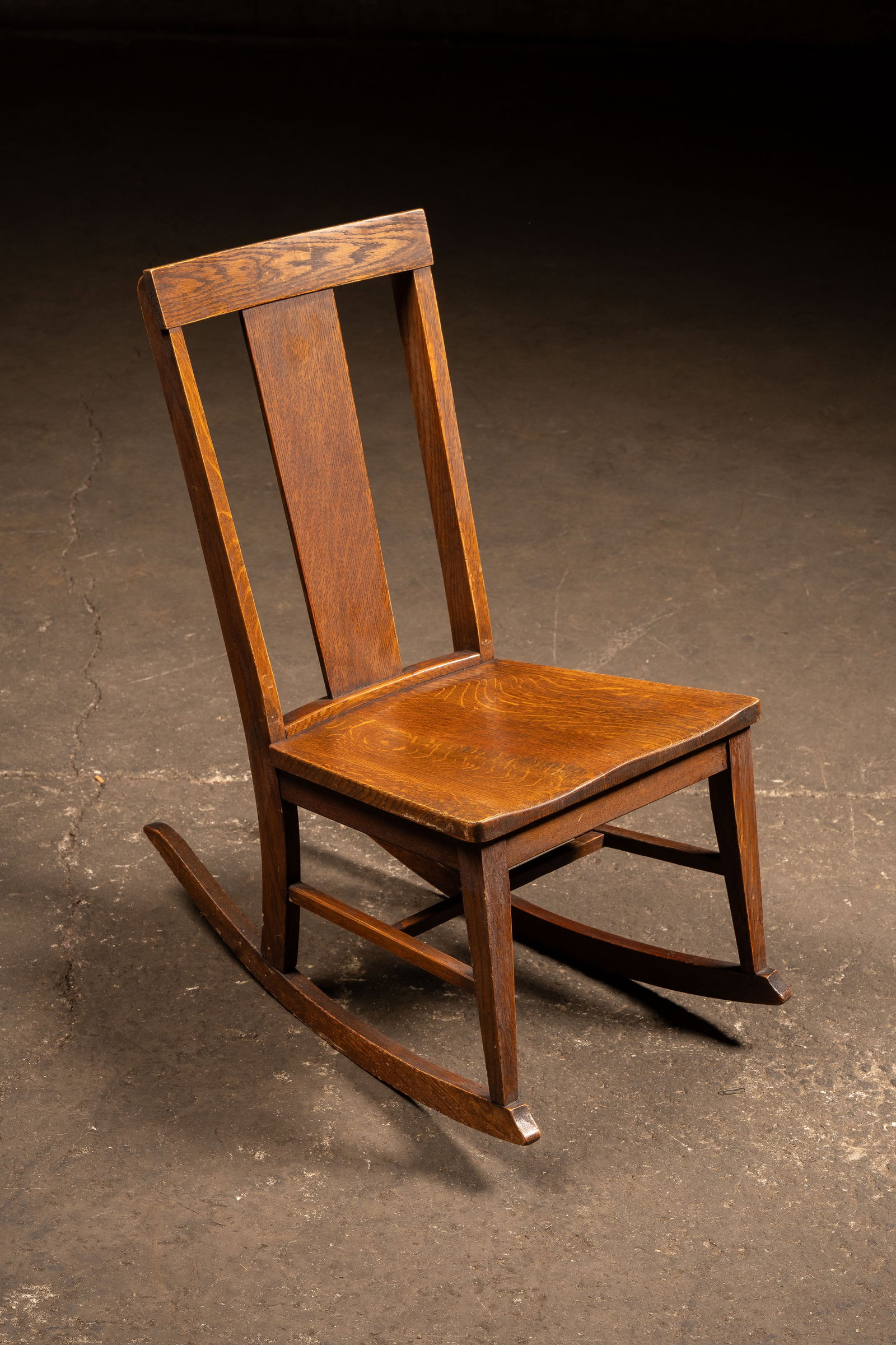 Quartersawn Oak Rocking Chair, c. 1900s -1920s: **NOTE: Any shipping quotes provided on this screen or on your Live Auctioneers invoice are provided by Live Auctioneers. In-house shipping is available on all lots. For in-house shipping quotes, plea