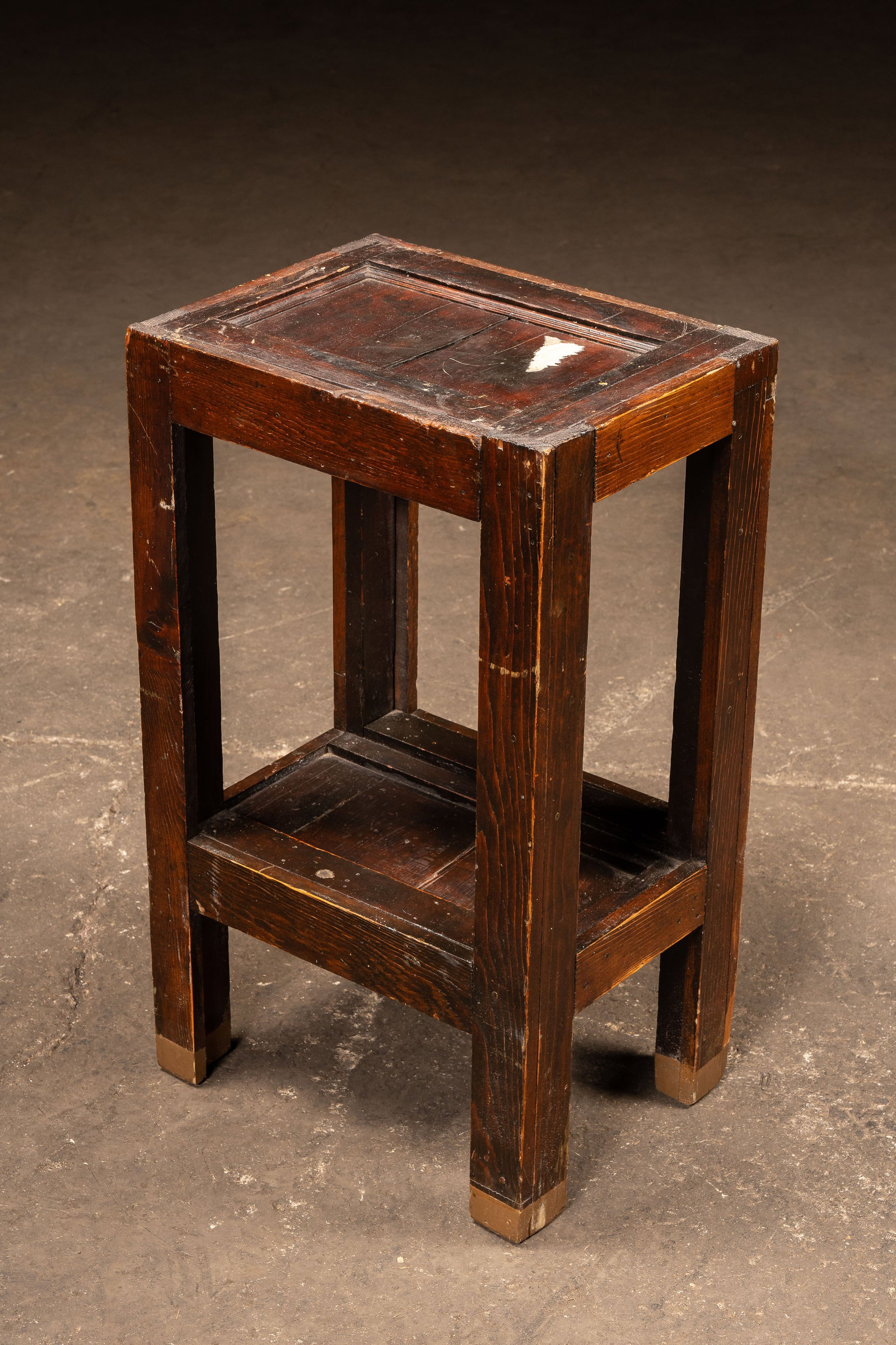 Primitive Dark Wooden Side Table, c. 1900s - 1920s (1 of 7)
