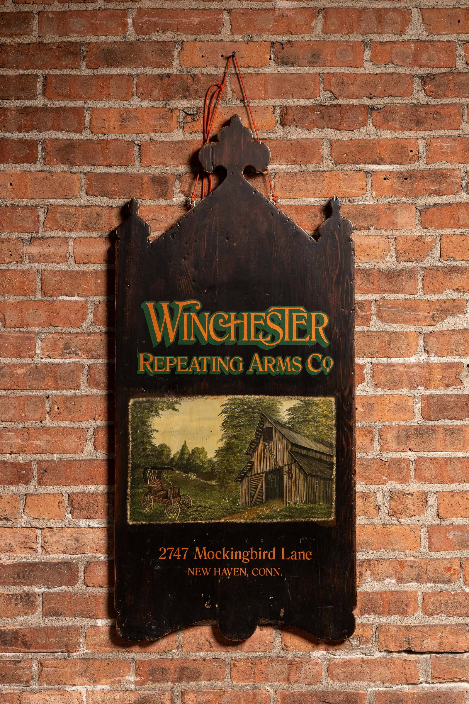 Winchester Repeating Arms Wooden Sign: **NOTE: Any shipping quotes provided on this screen or on your Live Auctioneers invoice are provided by Live Auctioneers. In-house shipping is available on all lots. For in-house shipping quotes,