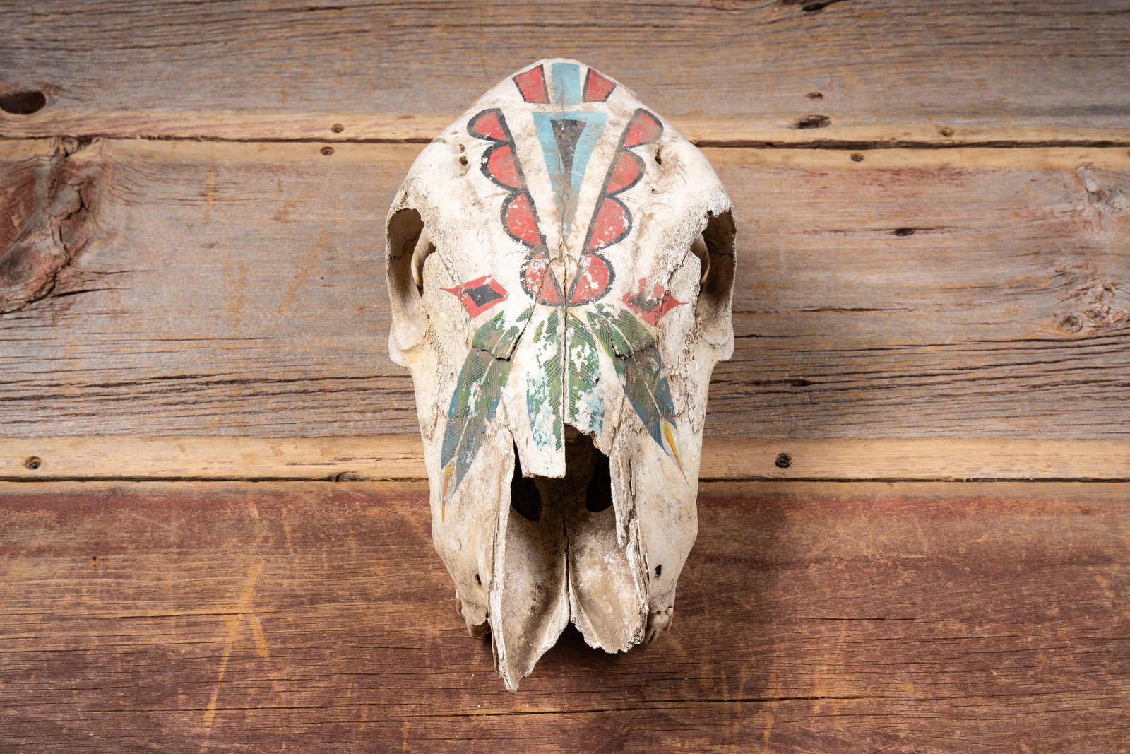 Painted Cattle Skull Decor: **NOTE: Any shipping quotes provided on this screen or on your Live Auctioneers invoice are provided by Live Auctioneers. In-house shipping is available on all lots. For in-house shipping quotes,