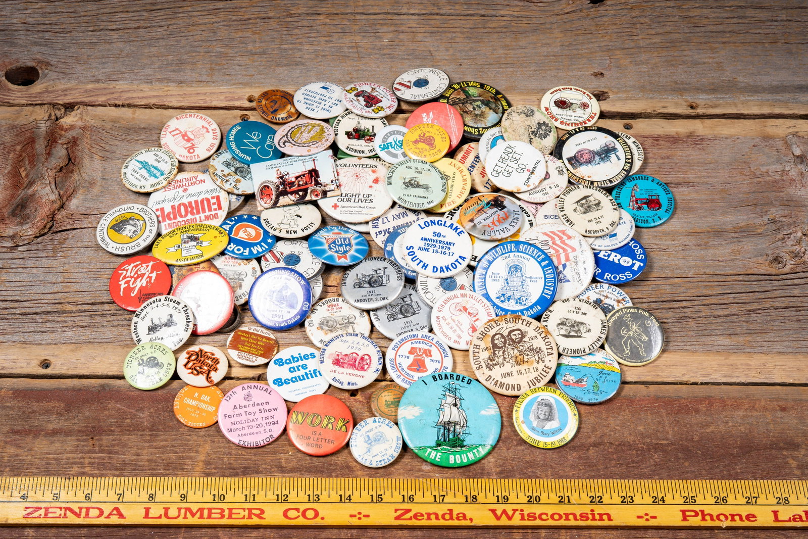 Lot 1 of Vintage Advertising and Event Buttons: **NOTE: Any shipping quotes provided on this screen or on your Live Auctioneers invoice are provided by Live Auctioneers. In-house shipping is available on all lots. For in-house shipping quotes,